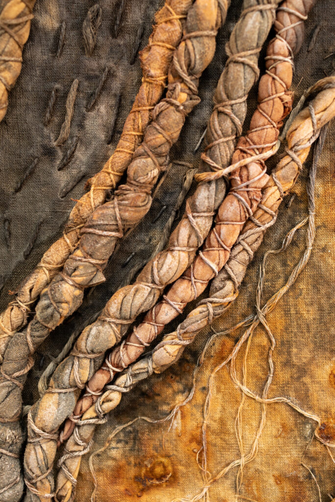 Close up of Reclamation reclaimed fiber artwork by Sarah Uys.